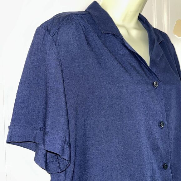 Vintage 70s/80s Navy Blue Button-Up Short Sleeve Shirt - Picture 5 of 7